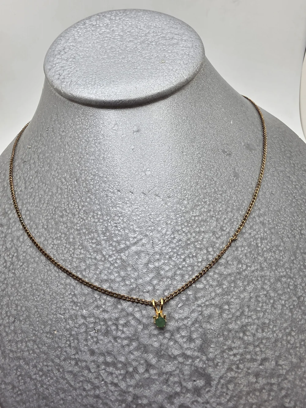Delicate Gold Chain Necklace with Green Gem Pendant